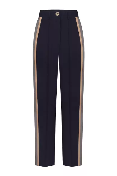 Шерстяные темно-синие брюки с лампасами Локвуд - фото