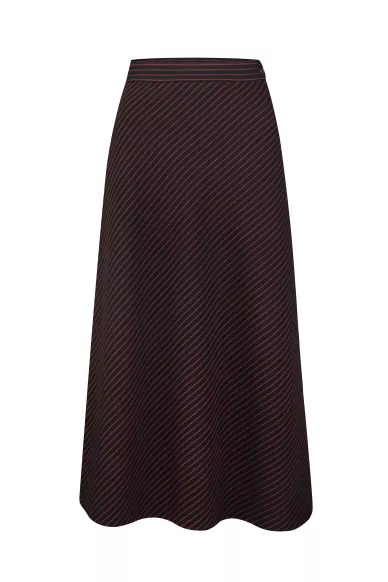 Black and burgundy striped skirt made of Regency wool - photo