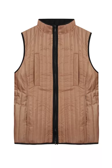 Бронзовая стеганная жилетка на молнии Женевра - фото