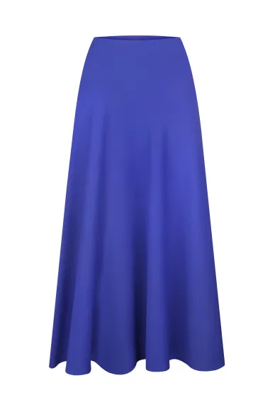 Атласна спідниця міді кольору електрик Айден - фото