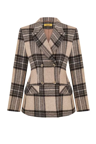 Woolen fitted jacket in Govey check - photo