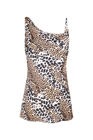 Silk asymmetrical top in leopard print Baskonia - фото