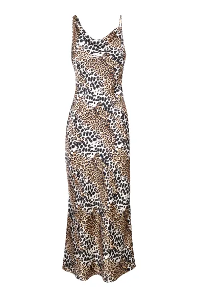 Asymmetrical silk dress in leopard print Bosconia - photo