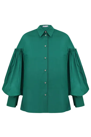 Manhattan Puff Sleeve Cotton Shirt - фото