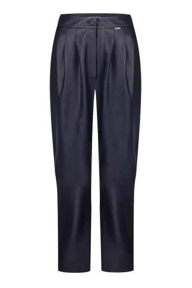 Leather trousers with pintucks Barnaby - фото