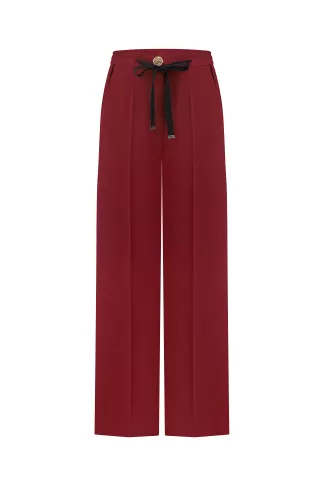 Maroon trousers with an elastic band from Albury crepe satin