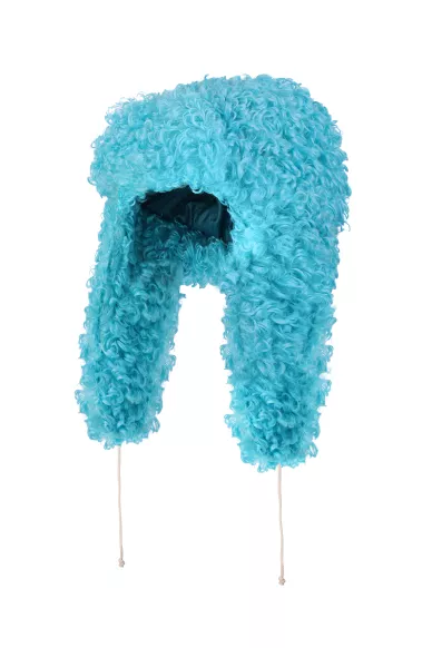 Cap-earushka of turquoise color Sam - photo