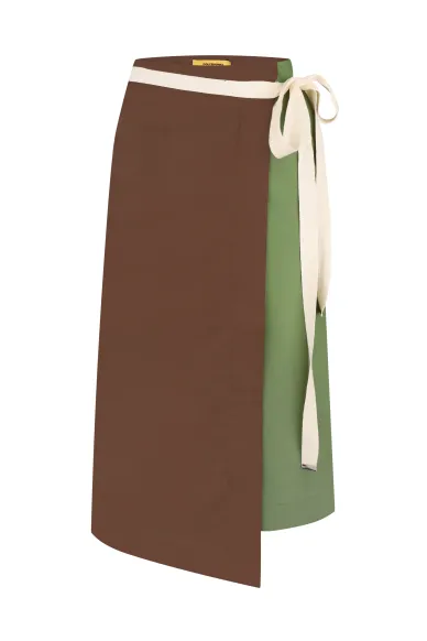 Асиметрична бавовняна спідниця на запах коричневого кольору Емі - фото