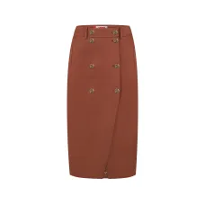 ᐉ Хлопковая коричневая юбка на запах длины миди Винсент цена ➤ 1