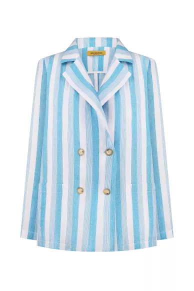 Oversized linen jacket in a nautical style with a blue stripe Aldridge - photo