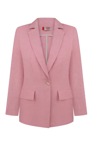 Long linen jacket in pink color in romantic Bodrum style