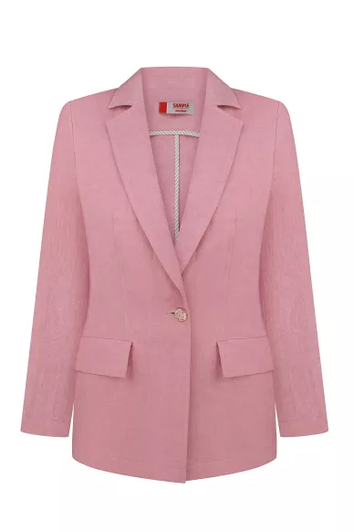 Long linen jacket in pink color in romantic Bodrum style - photo