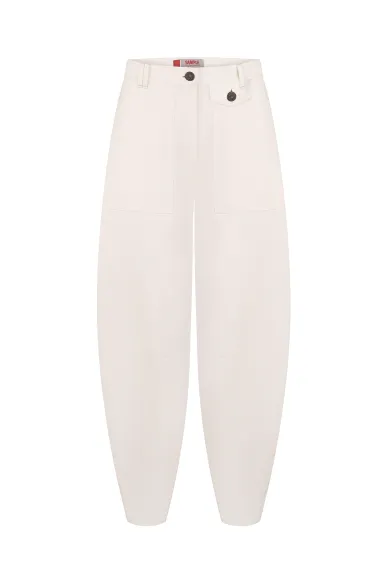 Roxana white cotton and linen safari-style banana pants - photo