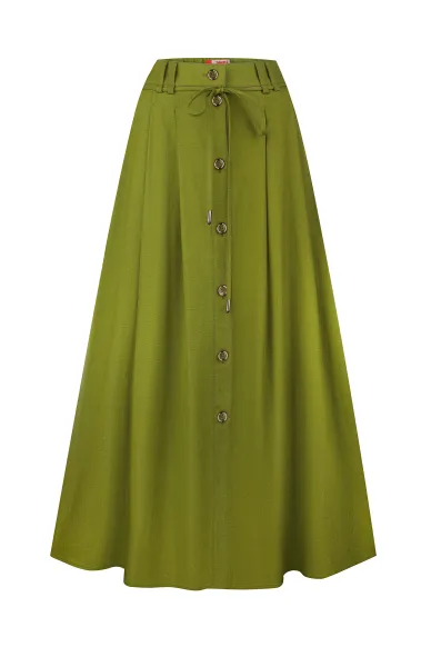 Лляна зелена спідниця сонце-кльош Ольвія - фото