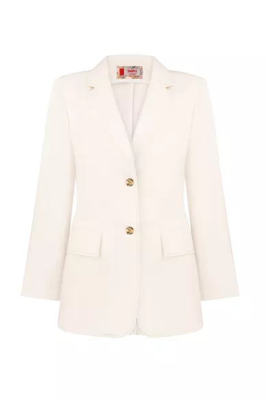 Хлопковый приталенный жакет белого цвета Элизабет - фото