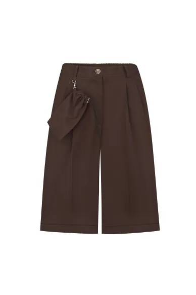 Шоколадные хлопковые бермуды в стиле сафари Атика - фото