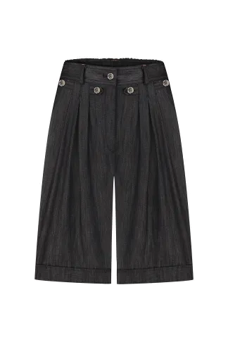 Graphite Bermuda shorts with Kara pleats