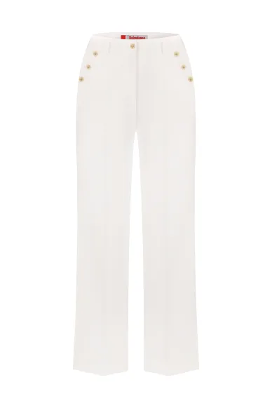 Белые хлопчатобумажные брюки в деловом стиле Анжу - фото