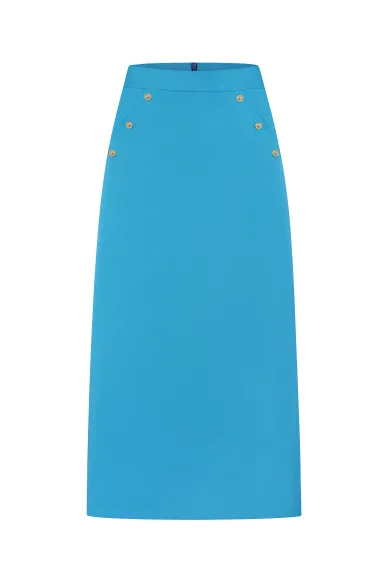 Ділова спідниця прямого покрою блакитного кольору Анжу - фото