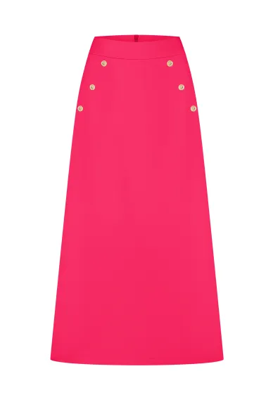 Ділова бавовняна спідниця прямого покрою в кольорі фуксія Анжу - фото