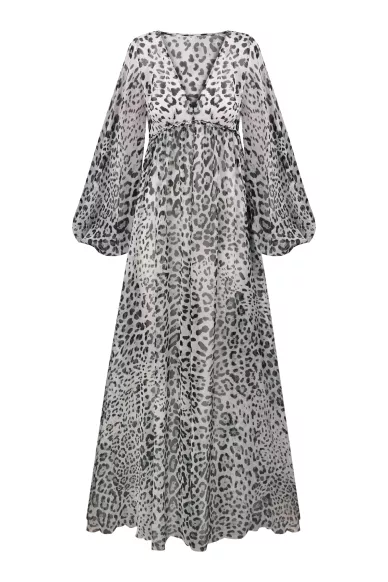 Leia leopard print silk maxi dress - фото