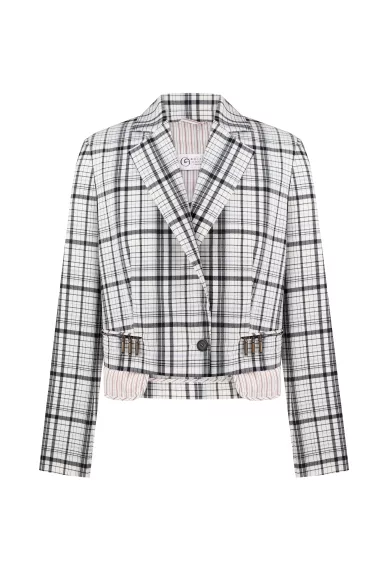 Kauka cropped wool check jacket - фото