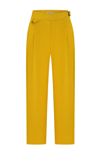 Siesta yellow linen cropped trousers