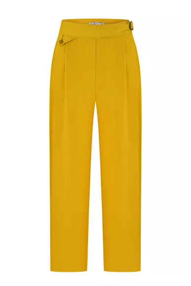 Siesta yellow linen cropped trousers - фото