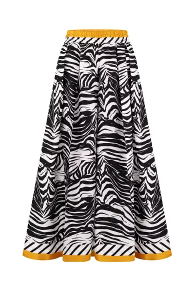 Alfredo zebra print silk wide-leg trousers with elastic - фото