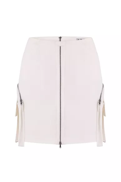 White cotton mini skirt with patch pockets Brad - фото