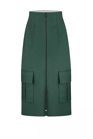 Green wool midi skirt with patch pockets Fleet - фото