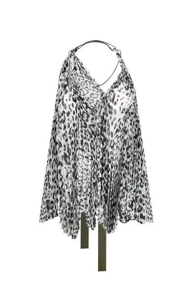 June loose-fitting leopard print silk tank top - фото