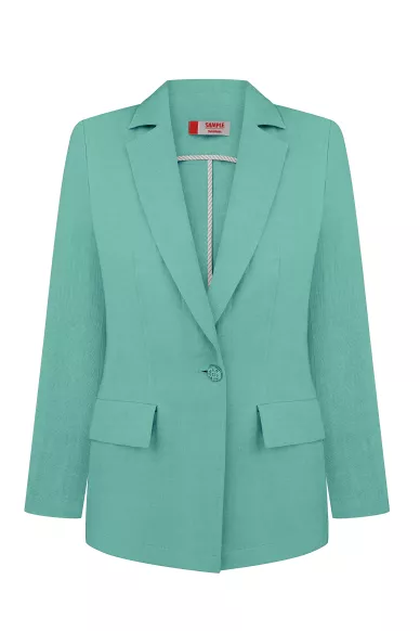 Удлиненный льняной жакет мятного цвета в романтическом стиле Бодрум - фото