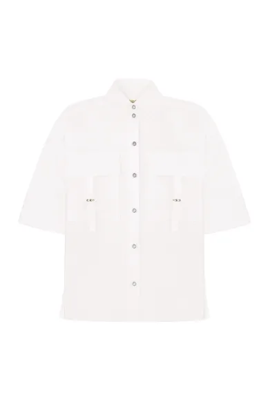 Carlow Short Sleeve Hawaiian Shirt in White - photo