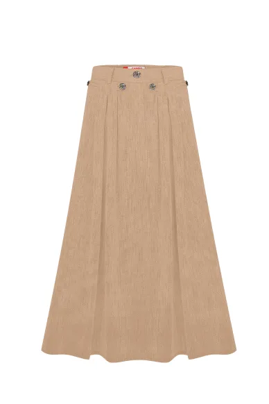 Пісочна спідниця сонце-кльош з защипами Панамера - фото