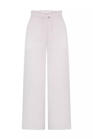 White wide-leg linen trousers Otaru