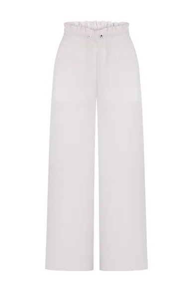 White wide-leg linen trousers Otaru - фото