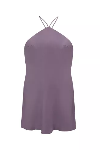 Leia silk purple mini dress