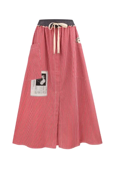Бавовняна принтована спідниця в червону смужку Кілдер - фото