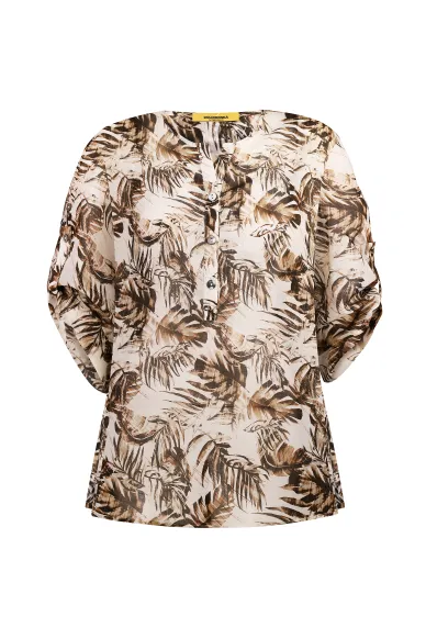 Принтована молочна блуза з бавовни в гавайському стилі Афіна - фото