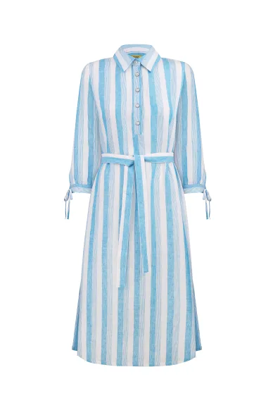 Gwen navy blue striped linen dress - photo