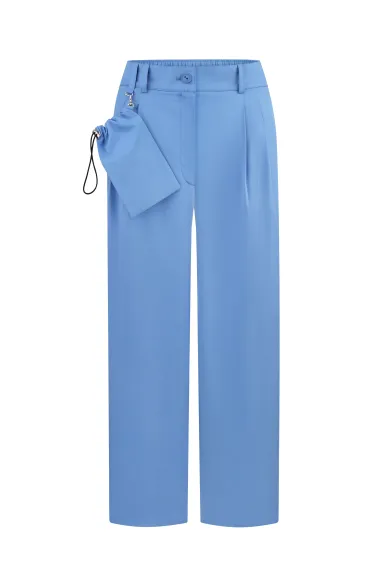 Синие хлопковые брюки с аксессуарным мешочком Атика - фото