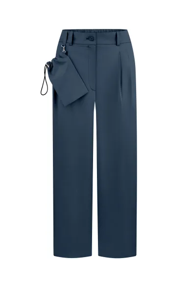 Темно-синие хлопковые брюки с аксессуарным мешочком Атика - фото