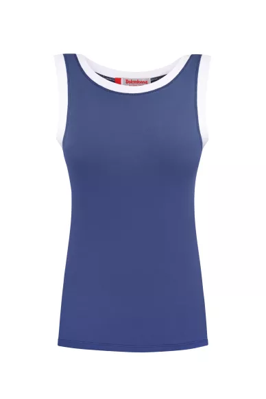 Базова трикотажна майка синього кольору Хлоя - фото