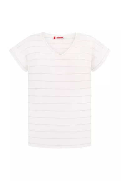 Віскозна футболка в біло-срібну смужку Лессі - фото
