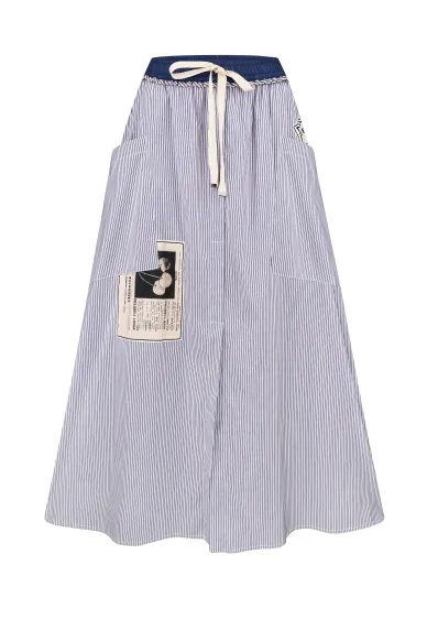 Бавовняна принтована спідниця в синю смужку Кілдер - фото