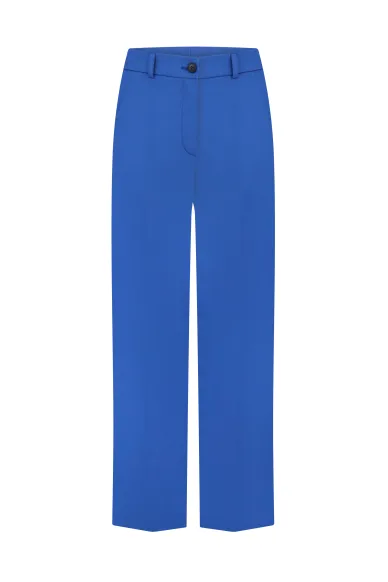 Хлопковые укороченные брюки темно-синего цвета Римела - фото