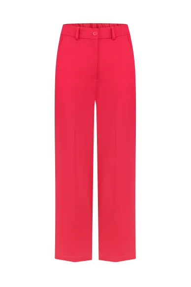 Хлопковые укороченные брюки малинового цвета Римела - фото