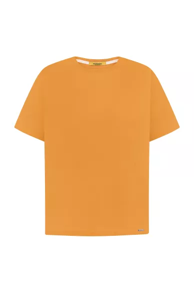 Віскозна гірчична футболка прямого покрою Боні - фото