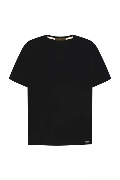 Бавовняна чорна футболка прямого покрою Боні - фото